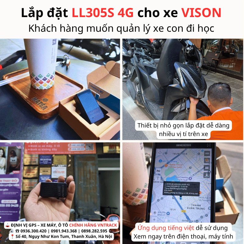 Lắp định vị không dây LL305S 4G lên xe Vision cho khách quản lý xe con đi học