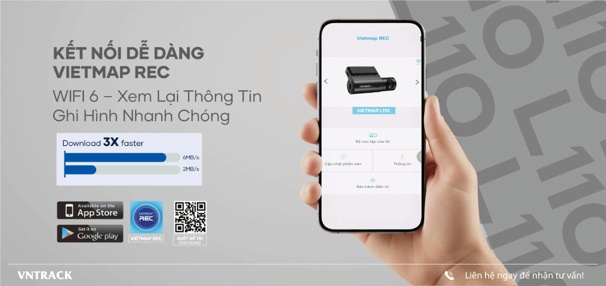 VIETMAP L110 được trang bị Wi-Fi 6, truyền dữ liệu với băng tần 2.4GHz, truyền tải nhanh nhóng.