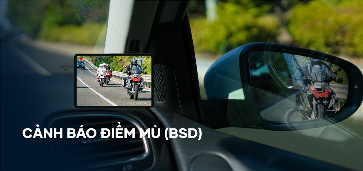 Vietmap SC620 cảnh báo điểm mù khi có xe máy đi vào vùng khuất bên hông ô tô