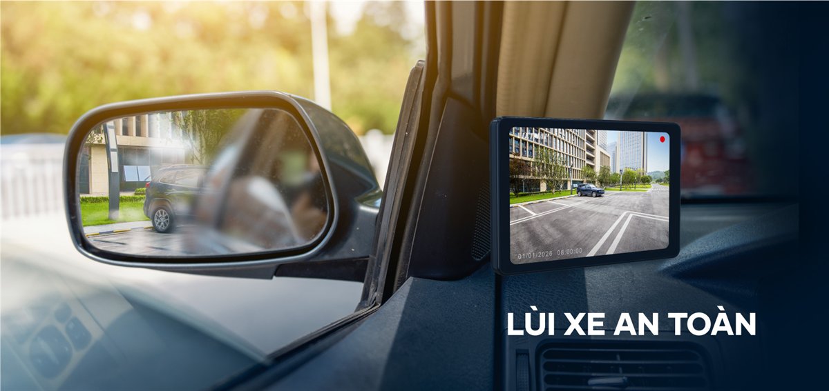 Màn hình Vietmap SC620 hiện hình bên hông xe giúp tài xế lùi xe an toàn