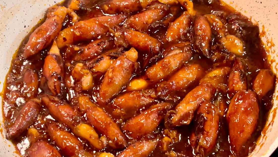 cách rim mực trứng trên chảo