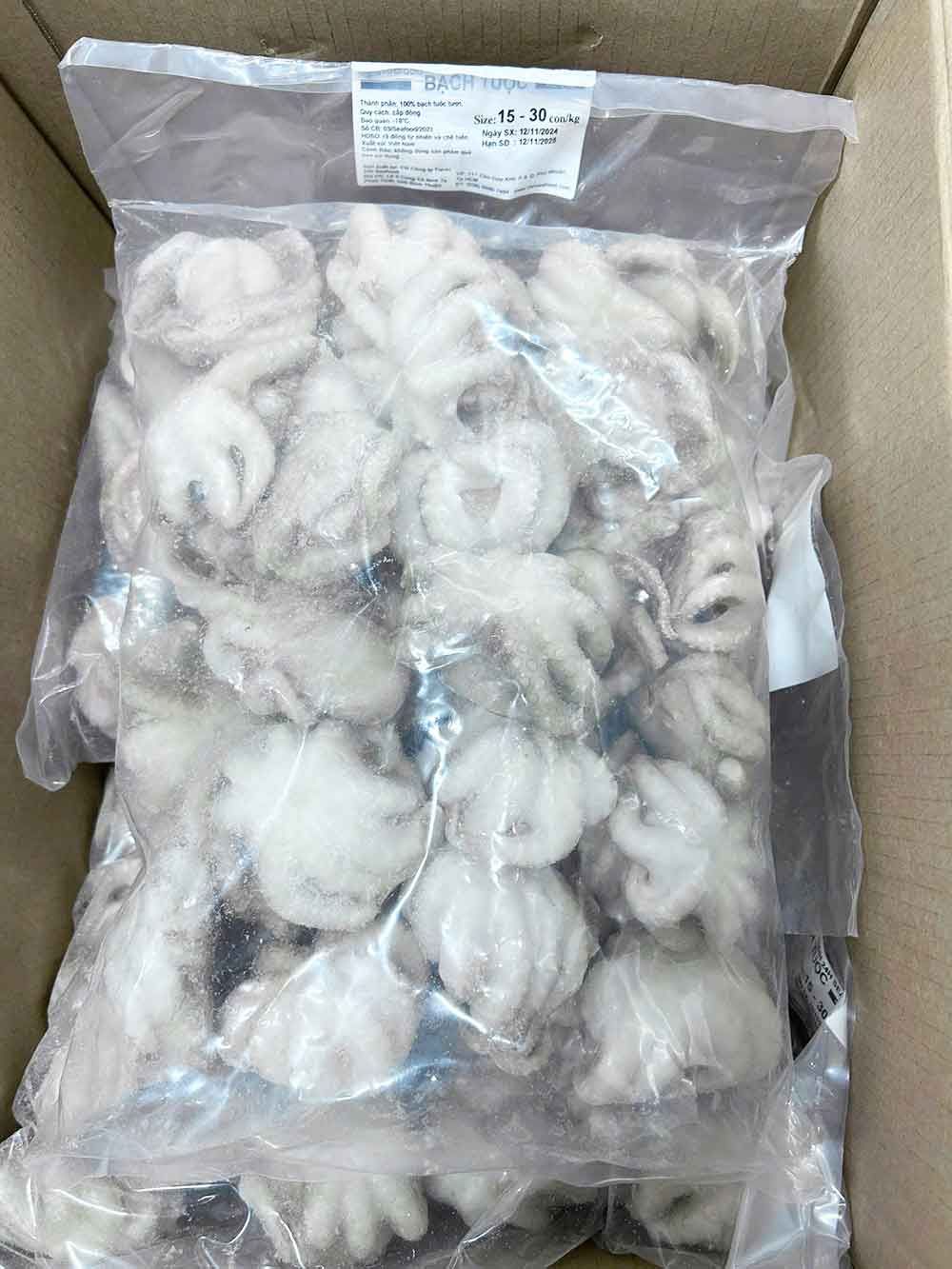 sản phẩm bạch tuộc baby đông lạnh chuẩn IQF của 24hseafood