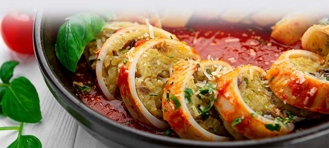 mực ống dồn thịt sốt cà chua