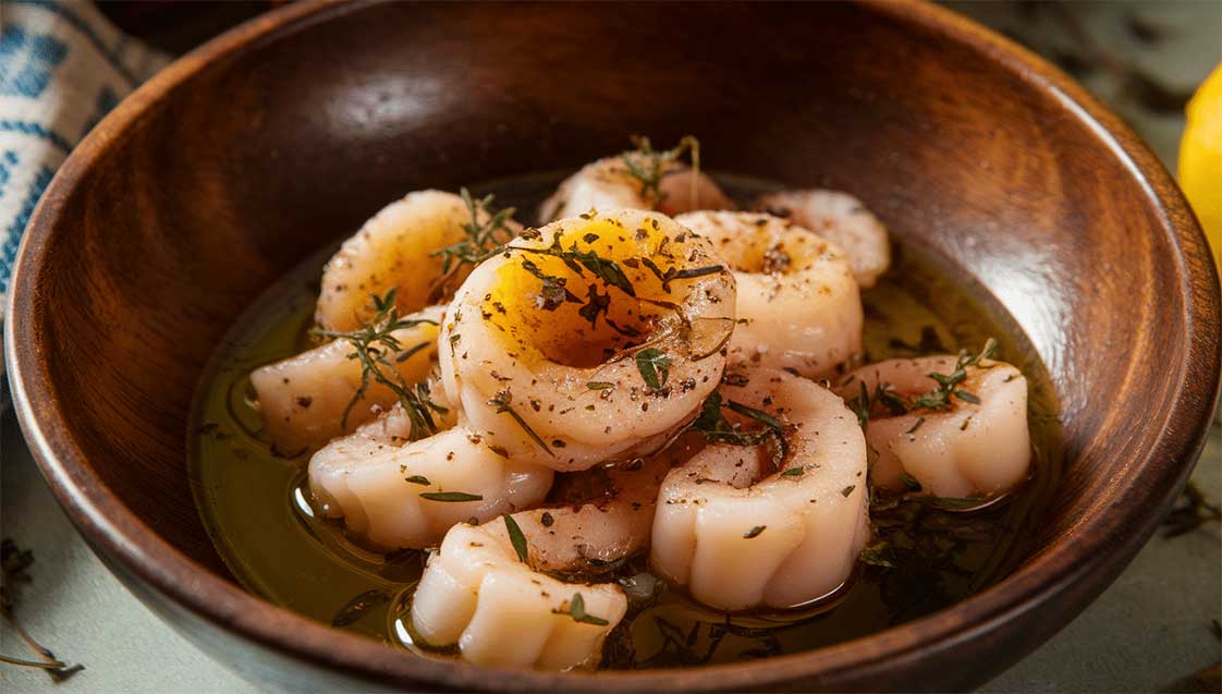 1 món ngon từ mực nang được chế biến trong nhà hàng