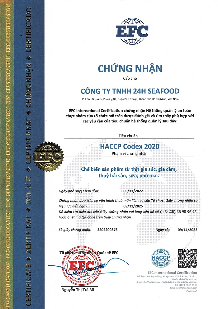 chứng nhận hệ thống quản lý an toàn thực phẩm