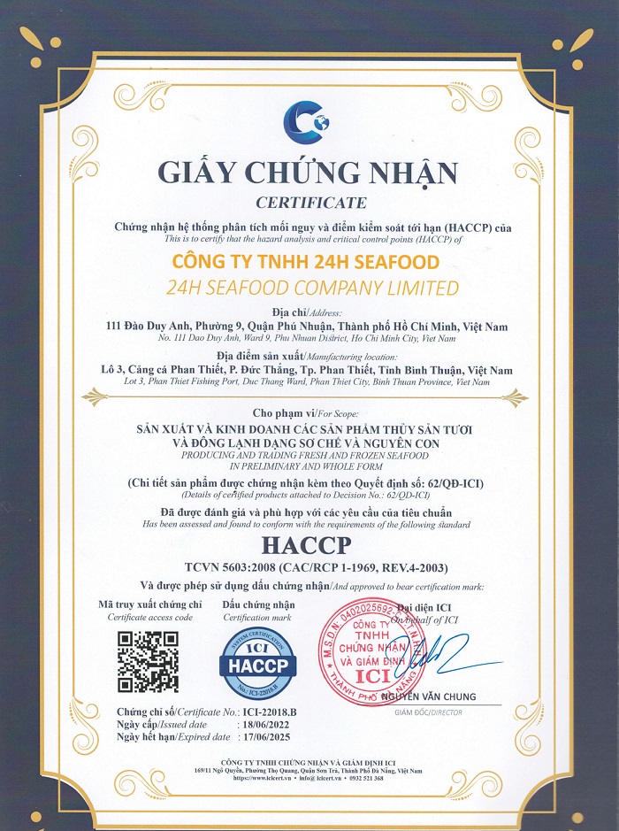 Chứng nhận hệ thống phân tích mối nguy và điểm kiểm soát tới hạn (HACCP)