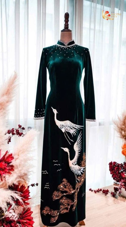 Áo dài bà sui vải nhung