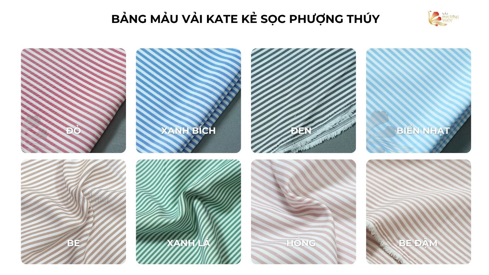 Bảng màu vải kate sọc ngang Phượng Thúy