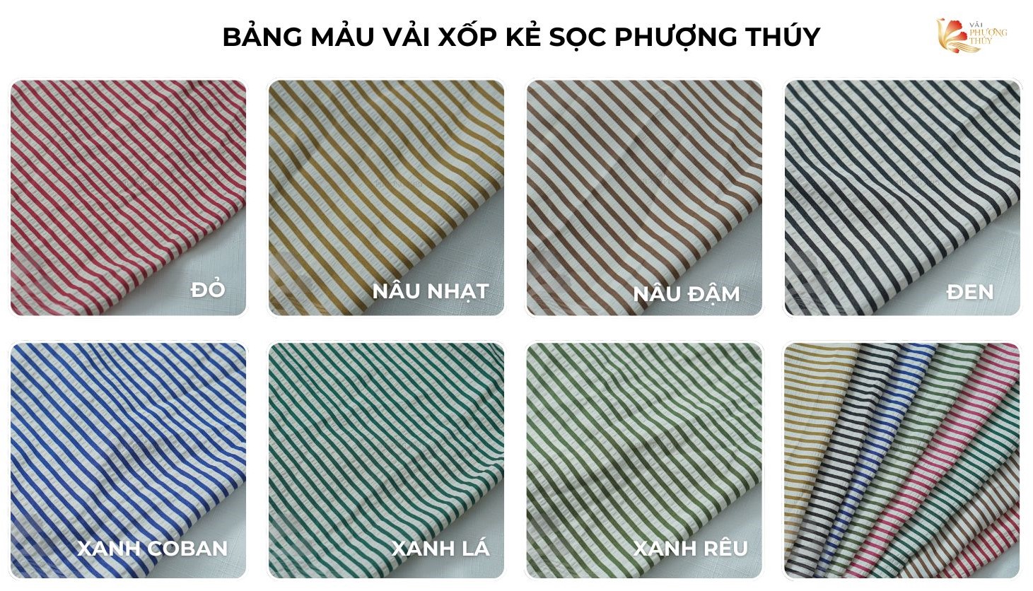 Bảng màu vải xốp kẻ sọc Phượng Thúy