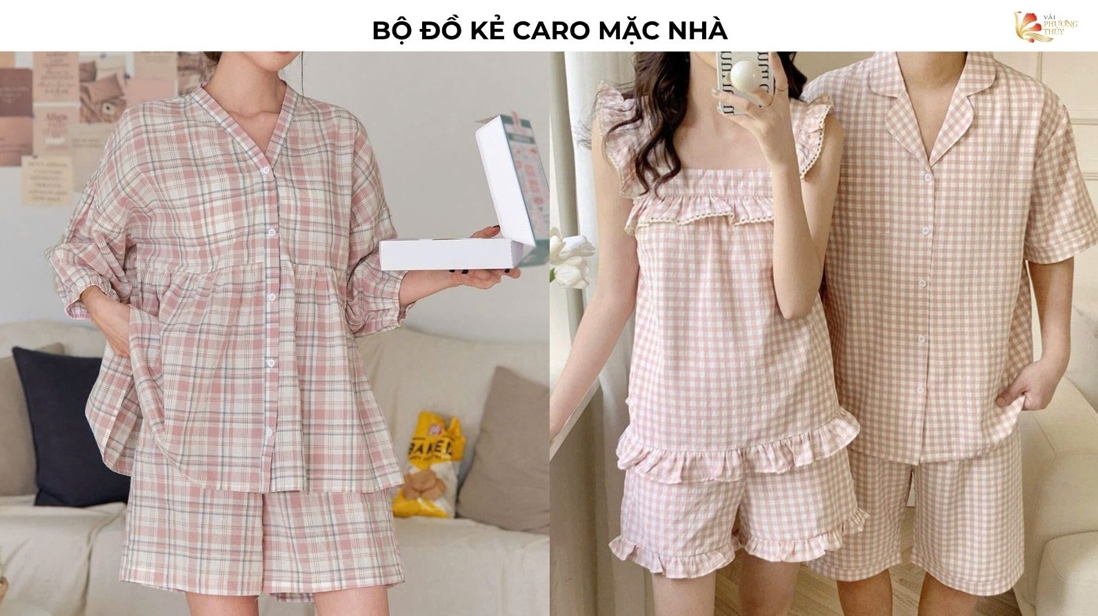 Bộ đồ kẻ caro mặc nhà