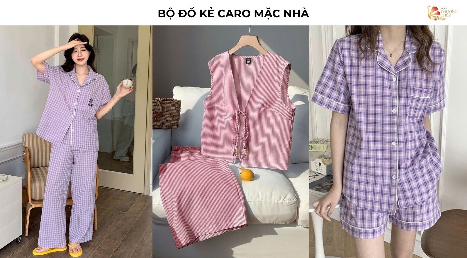 Bộ đồ kẻ caro mặc nhà