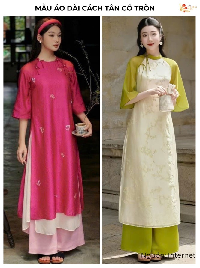 Mẫu áo dài cách tân cổ tròn