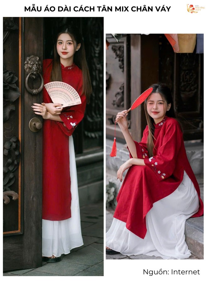 Mẫu áo dài cách tân mix chân váy