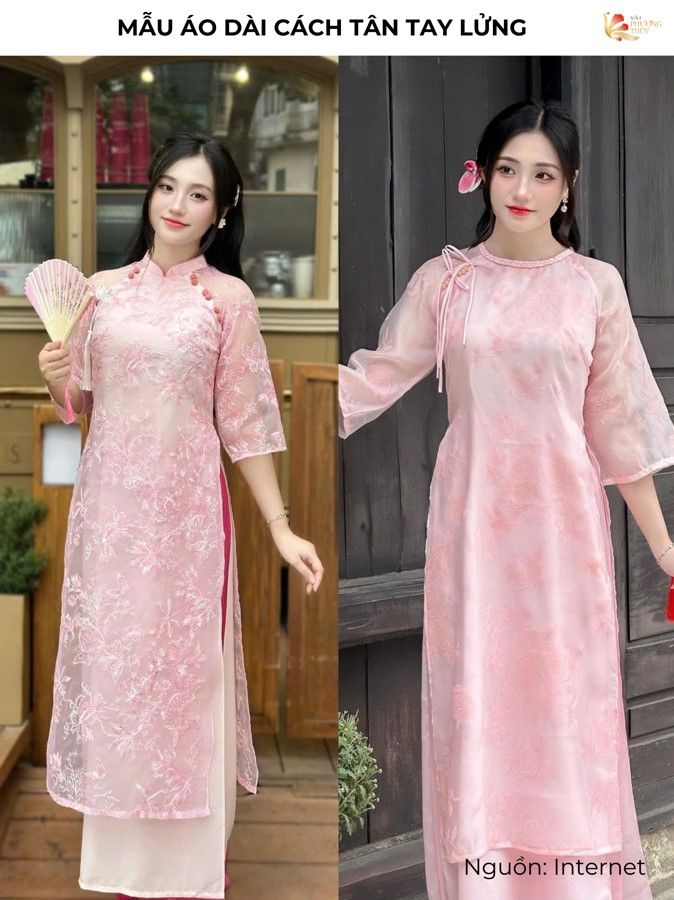 Mẫu áo dài cách tân tay lửng