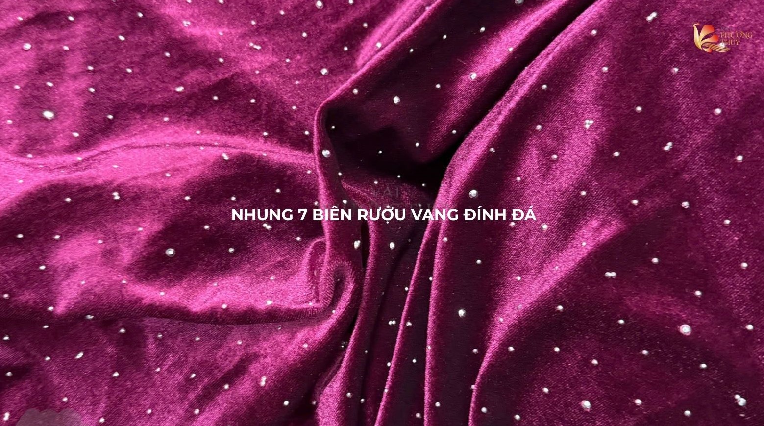 Nhung 7 biên màu rượu vang đính đá