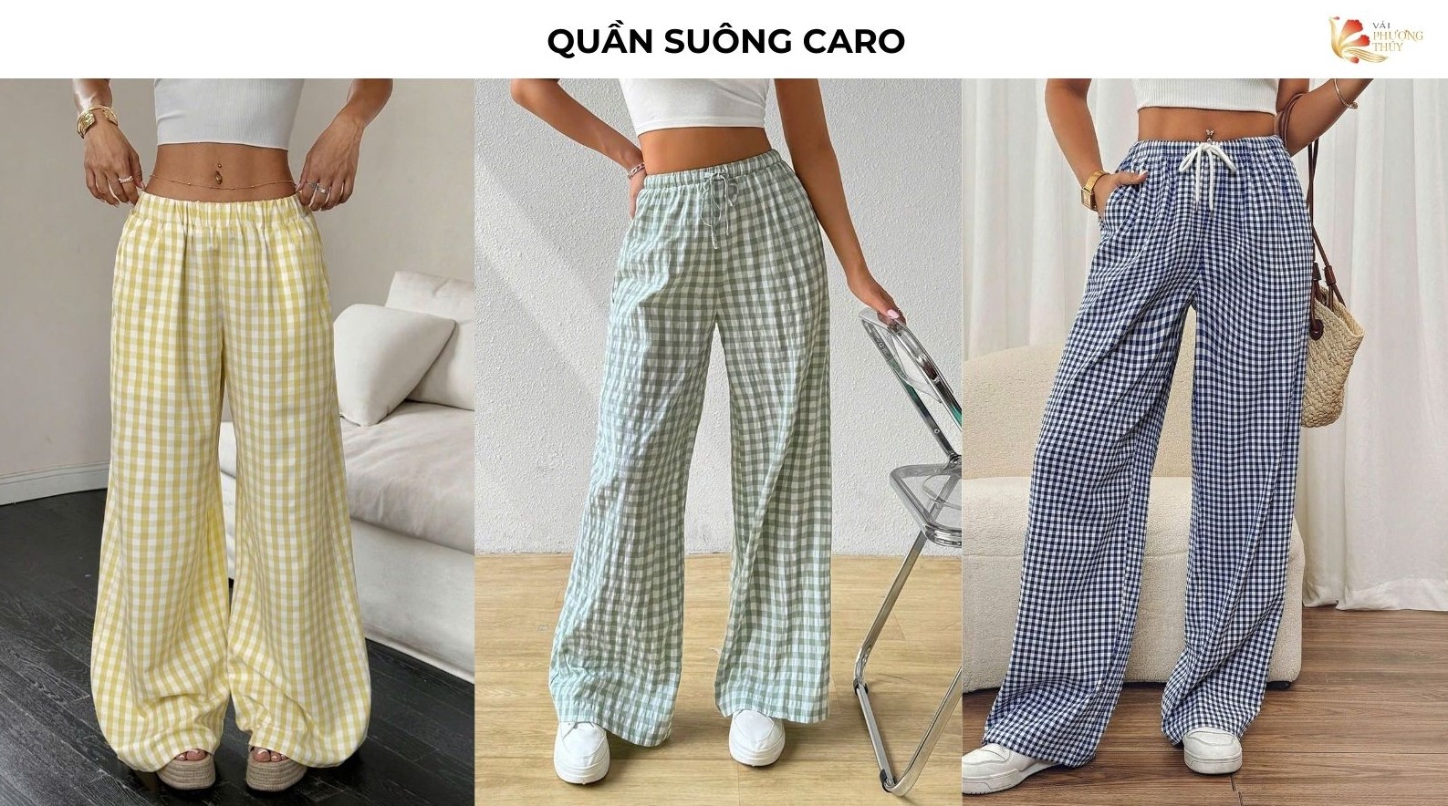 Quần suông caro nữ trẻ trung cá tính