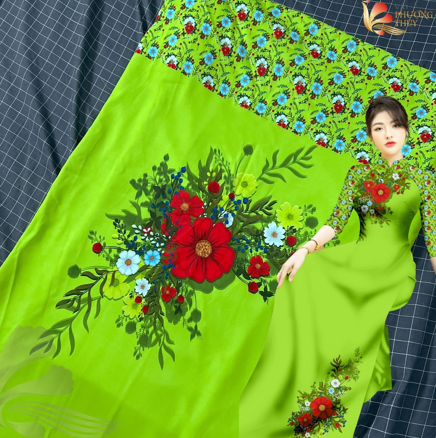 Mẫu vải áo dài in 4D họa tiết