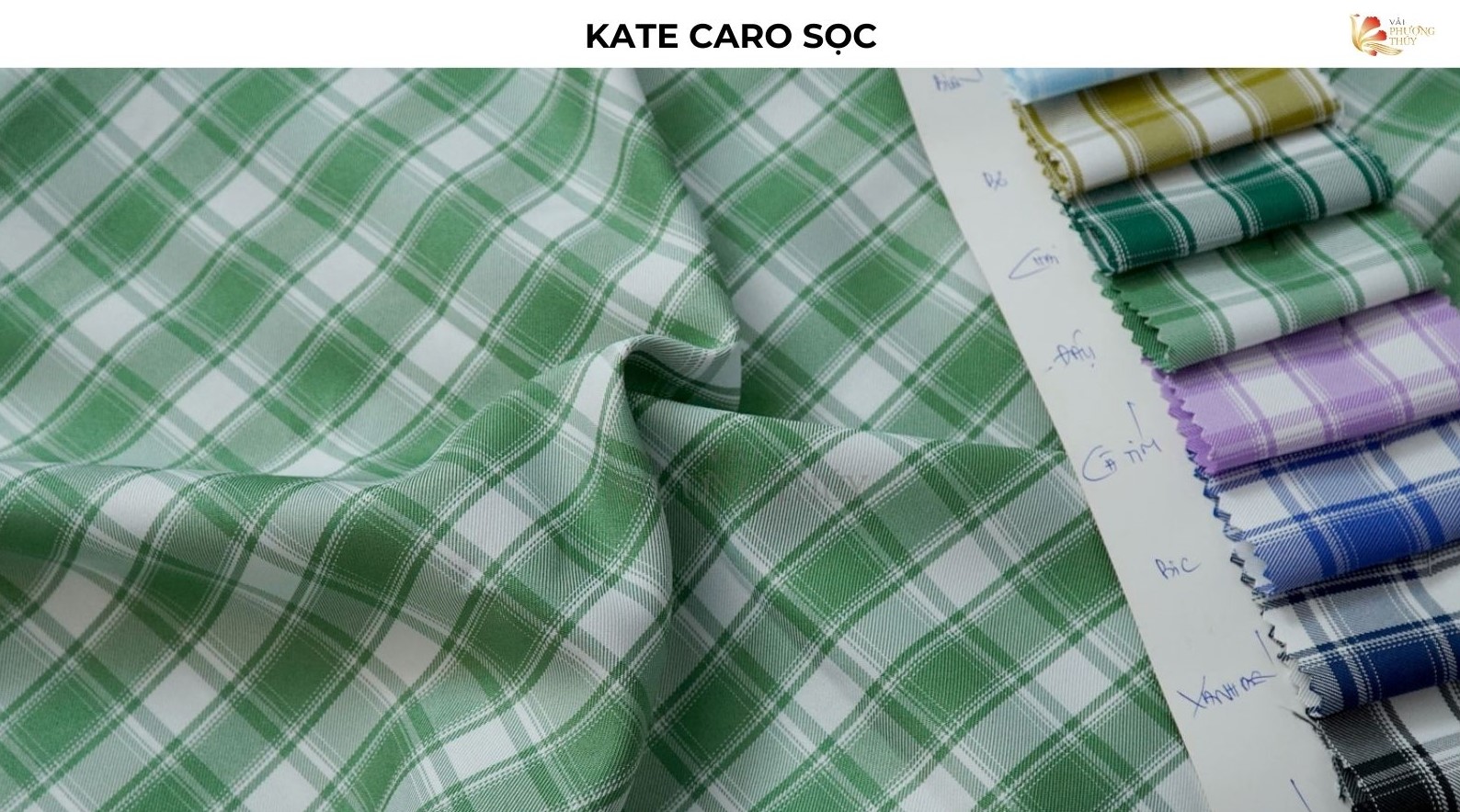 Kate sọc caro xanh đậu
