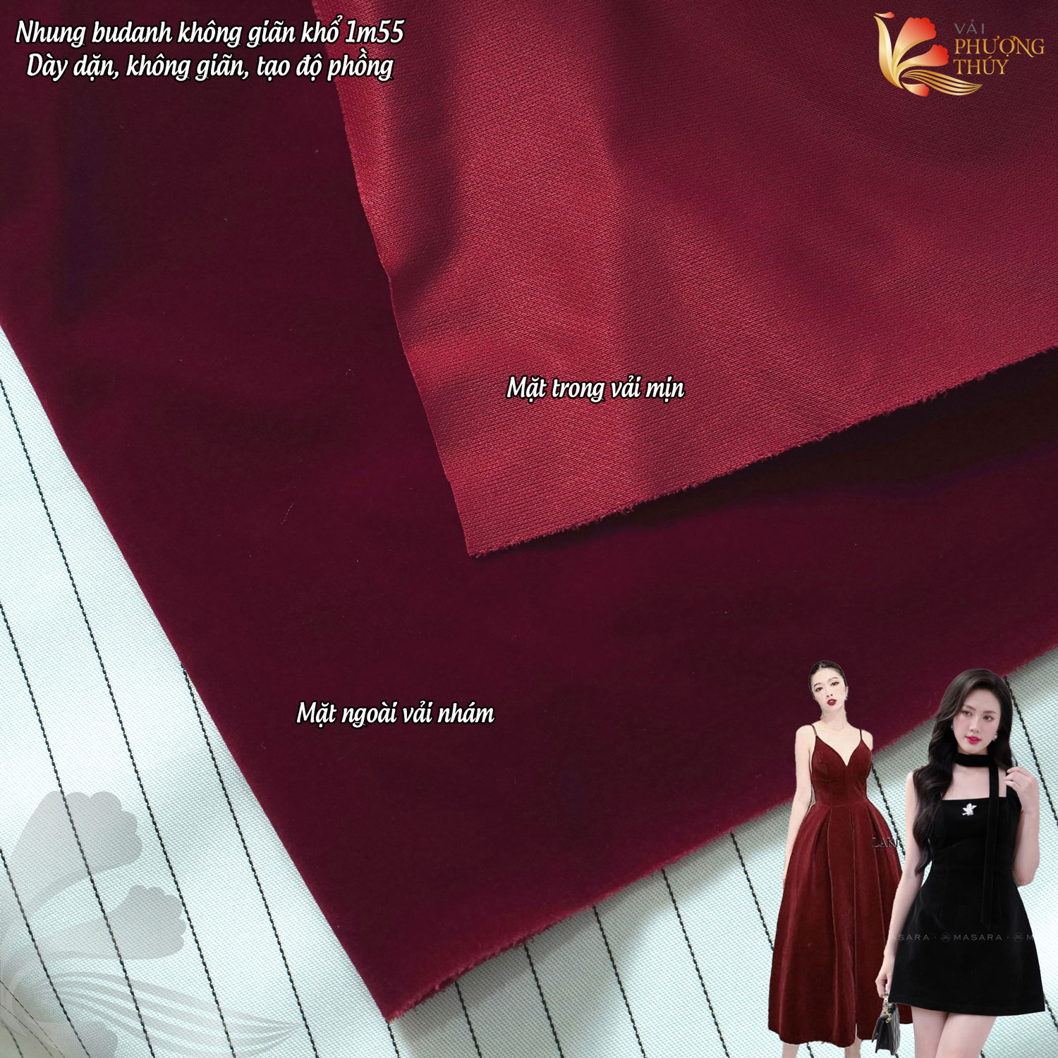 Vải Nhung 7 biên Phượng Thúy (nhung cứng)