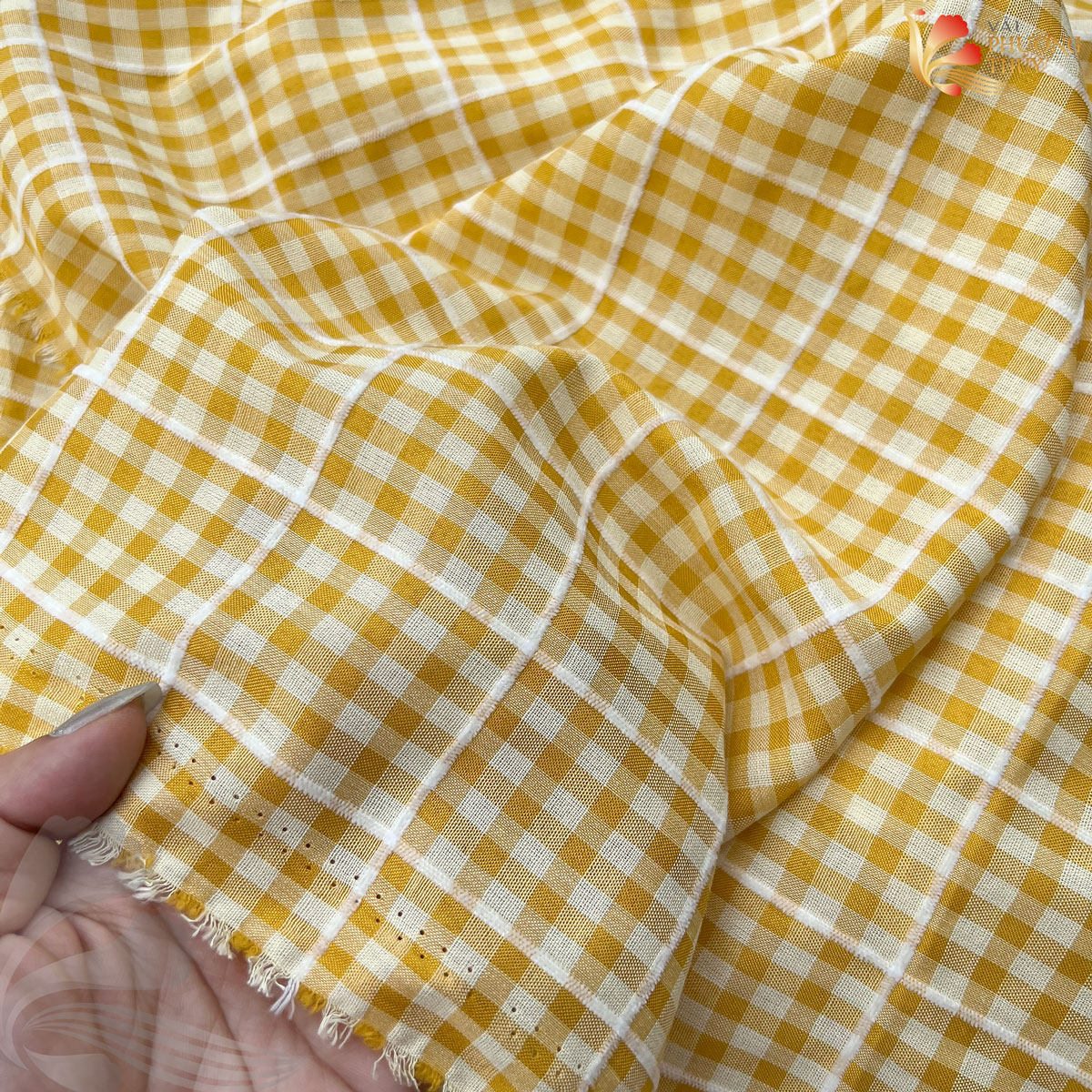 Vải Thô Cotton Phượng Thúy họa tiết caro trẻ trung, ứng dụng đa dạng