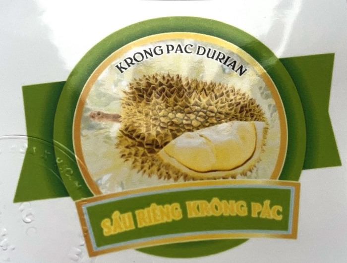 Nhãn hiệu “KRONG PAC DURIAN SẦU RIÊNG KRÔNG PẮC”.