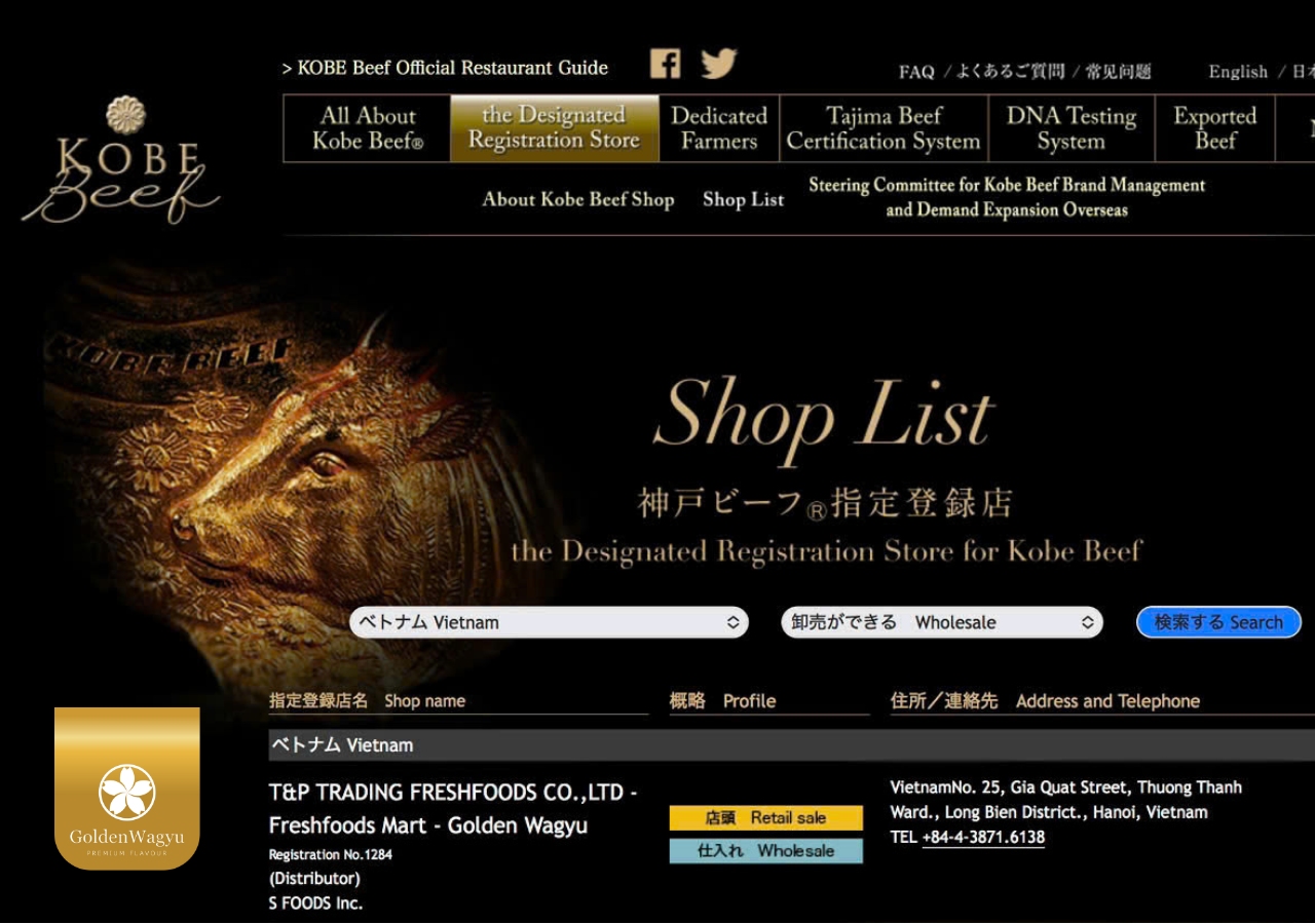 Đại lý phân phối Bò Kobe Hiệp hội kobe Nhật Bản tại Việt Nam