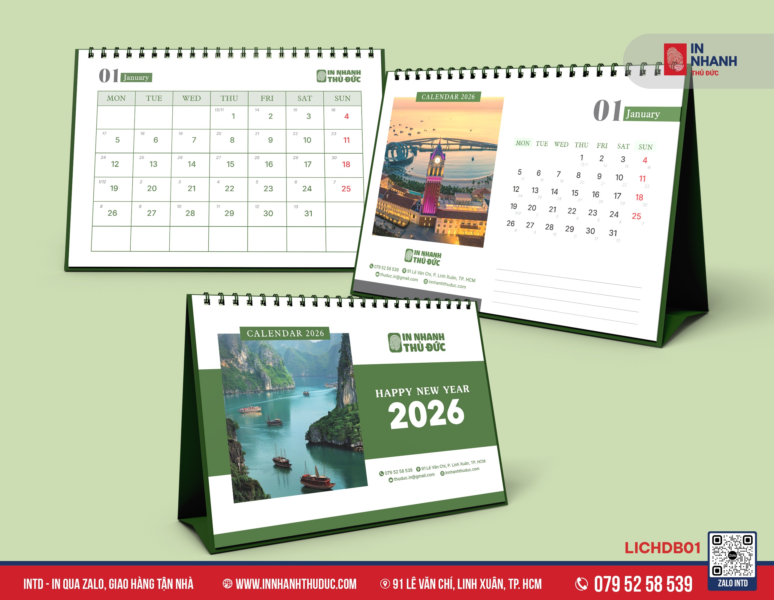 Mẫu lịch để bàn chữ A