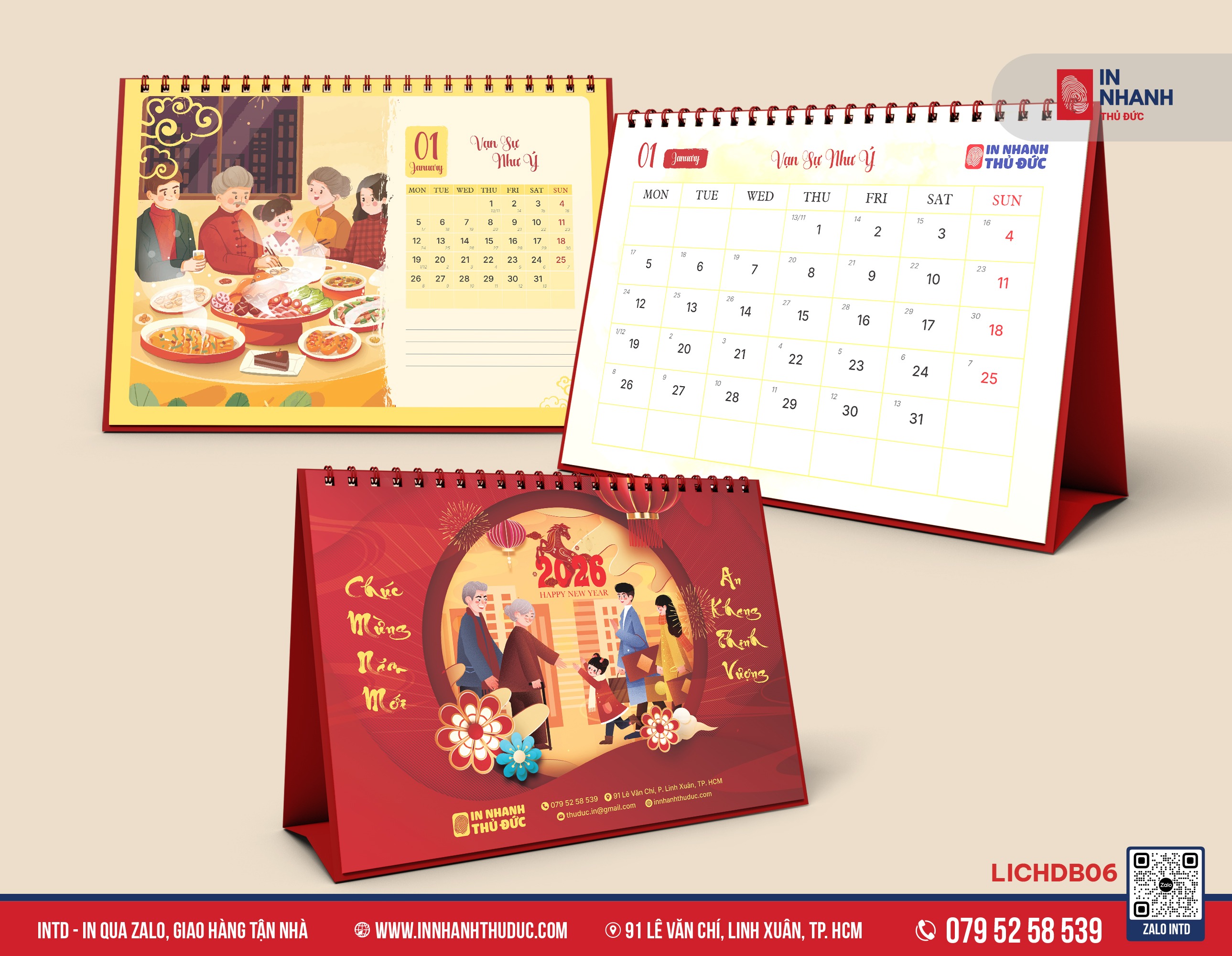 Mẫu lịch để bàn chữ A