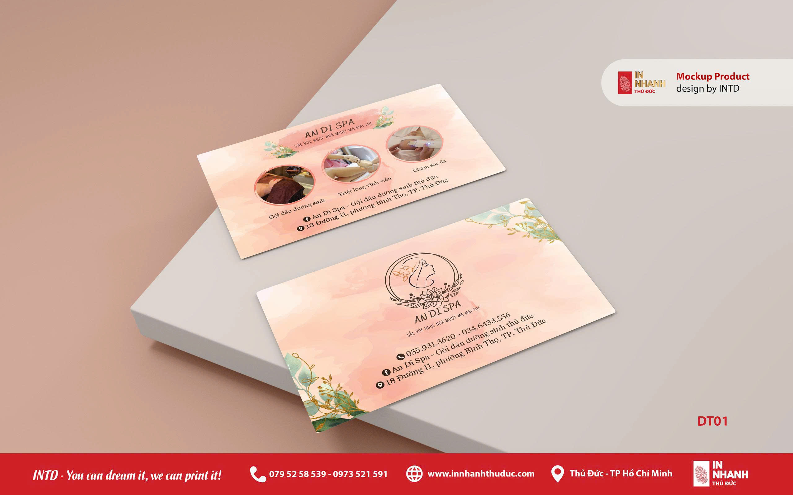 Danh thiếp Spa màu hồng