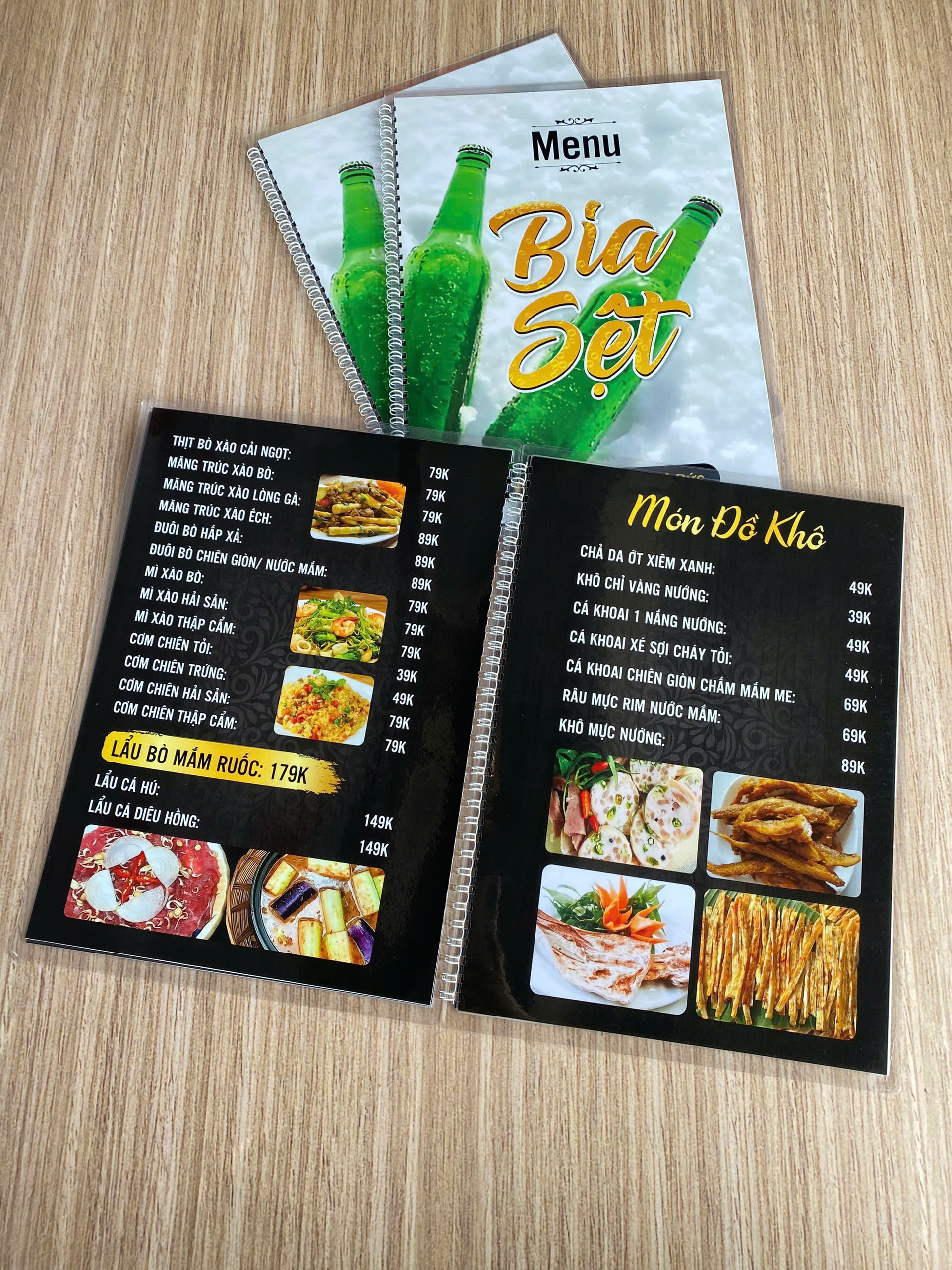 Menu ép plastic đóng lò xo thành cuốn