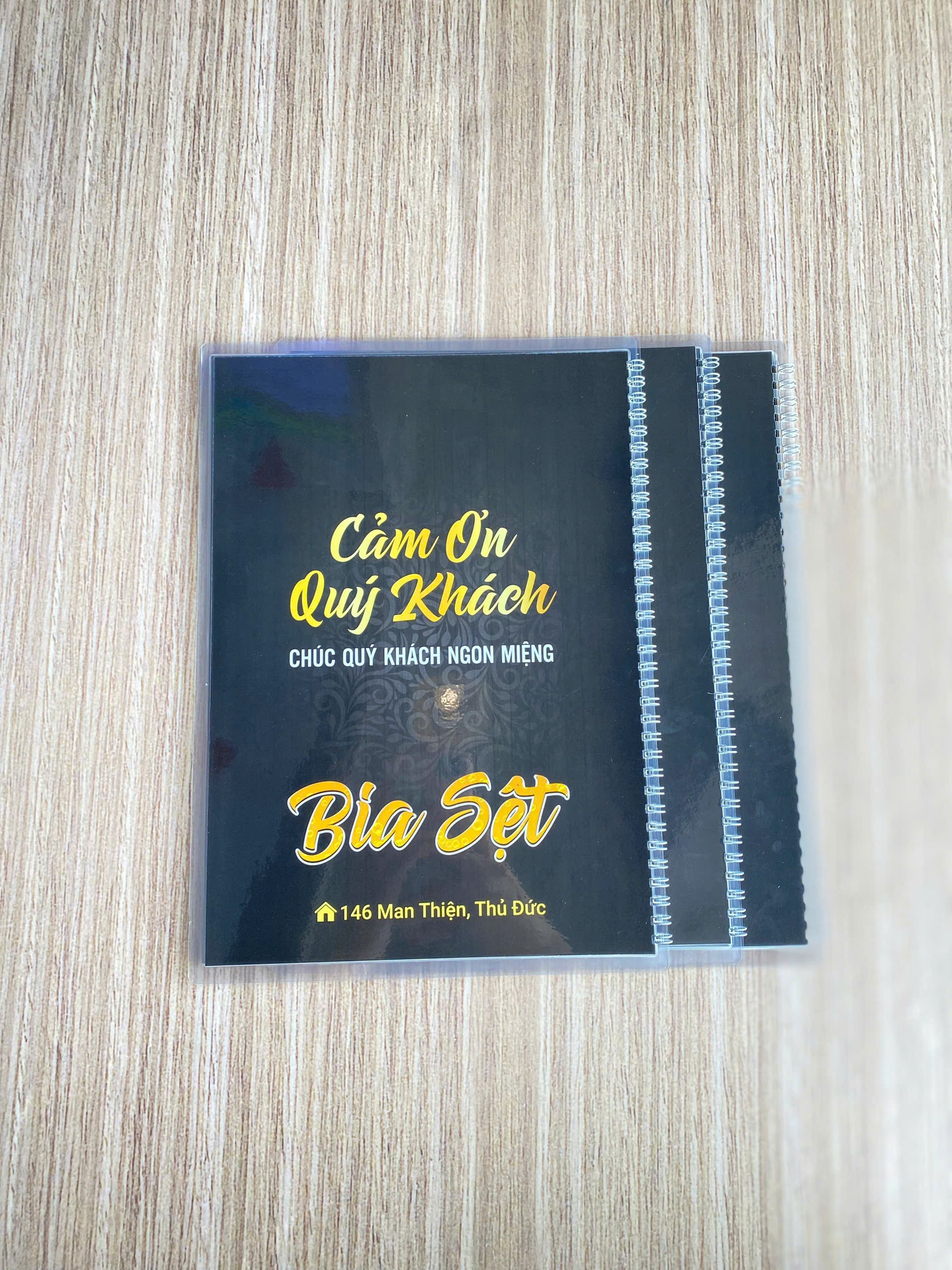 Menu ép plastic đóng lò xo thành cuốn