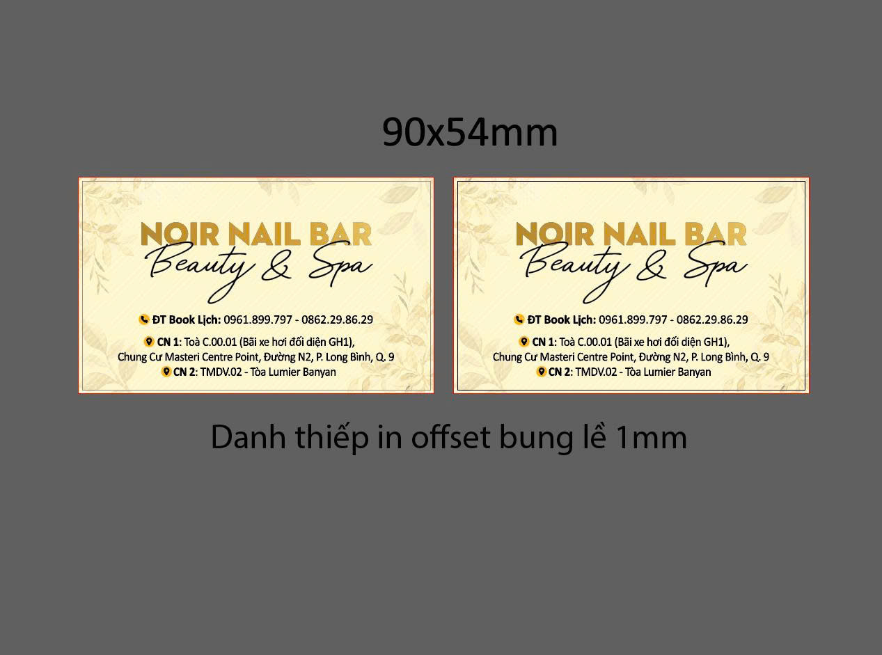 Danh thiếp in offset bung lề 1mm