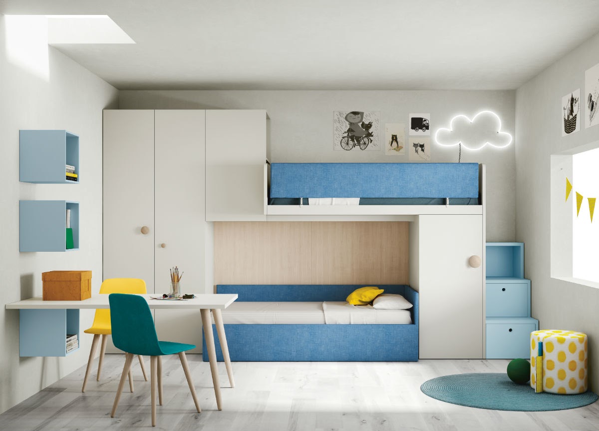 Thiết kế phòng ngủ giường đôi cho bé trai và bé gái