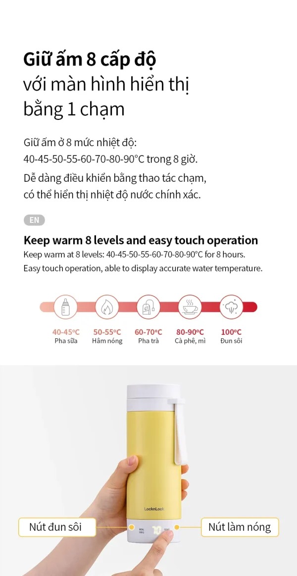 Bình đun giữ nhiệt LocknLock Heating Tumbler 300ml (EJC723IVY)