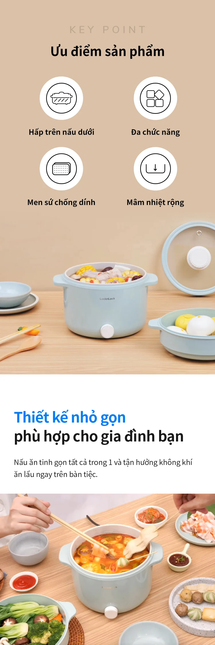 Nồi điện đa năng LocknLock Electric Multi Pot EJP156MIT