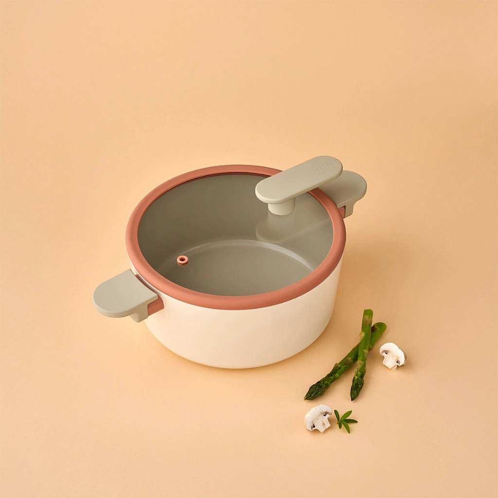 CAC2055IH - Nồi chống dính Suit Bric LocknLock, bằng nhôm, 2 tay cầm, 20 cm - màu ngà