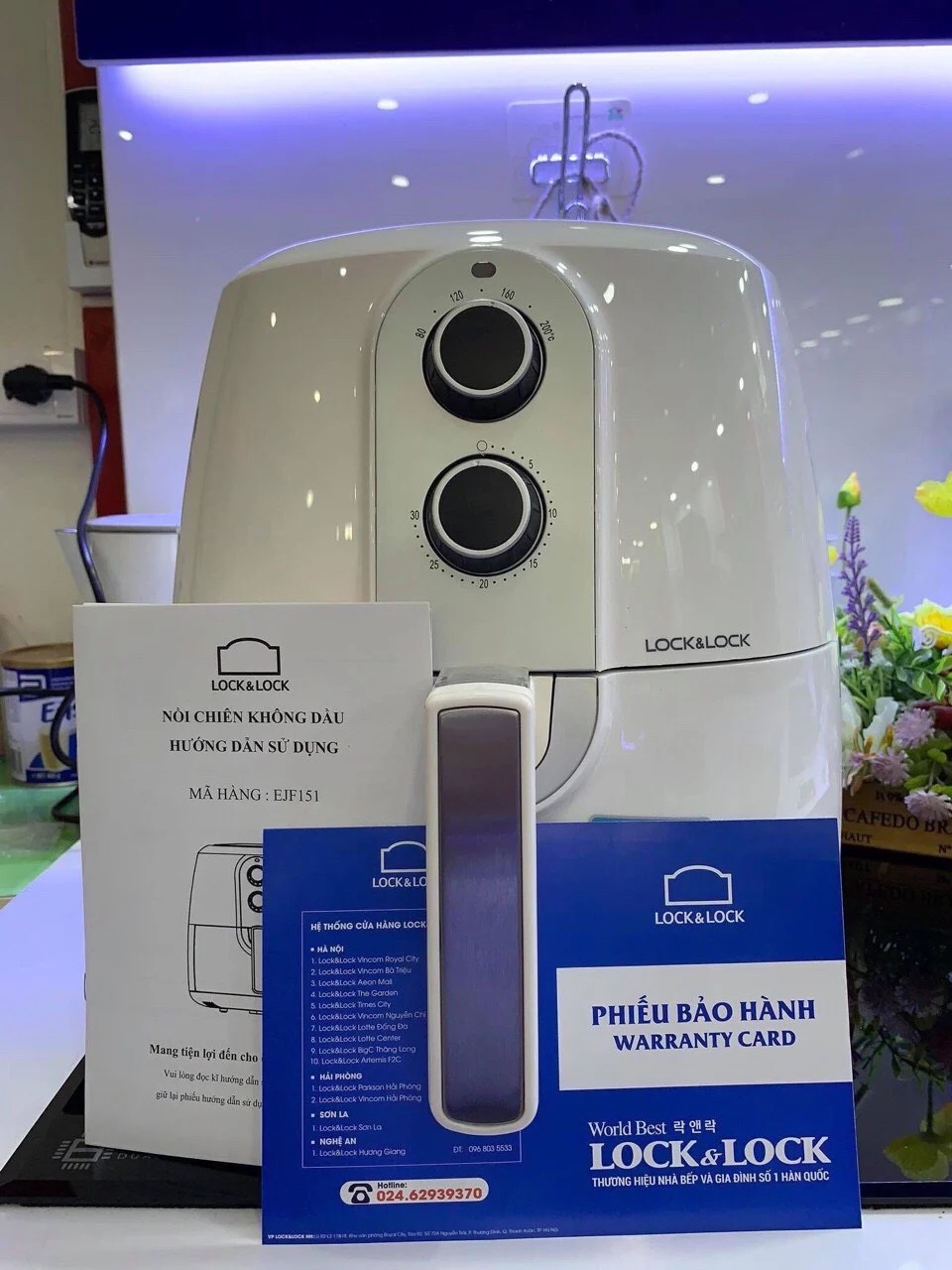 EJF-151WHT-Nôi chiên không dầu LocknLock Eco Flyer, 220V, 50Hz, 1800W,5.2L, màu trắng.