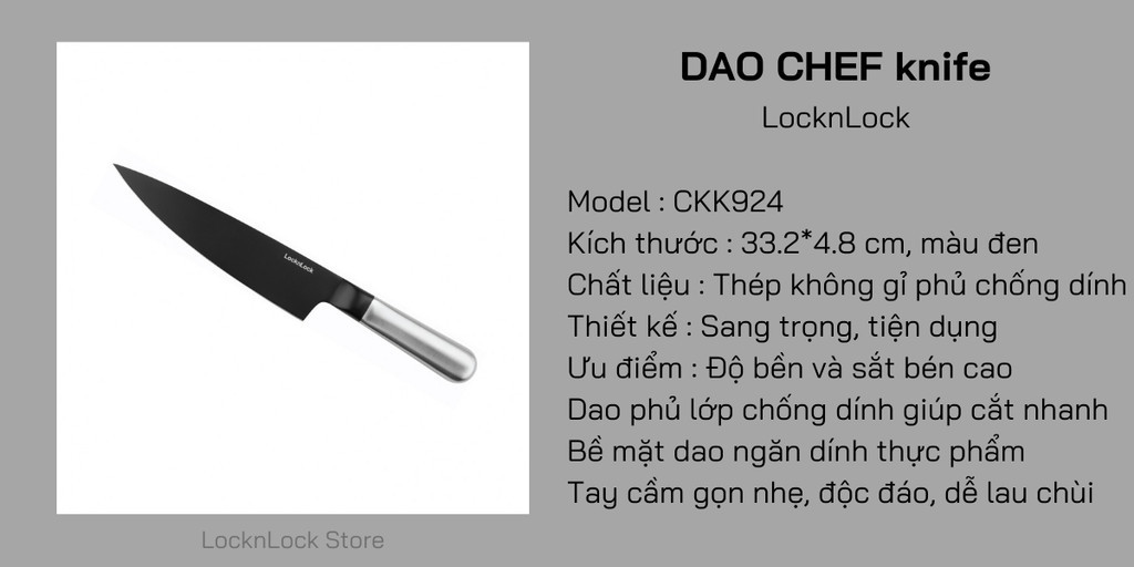 KK924 - DAO CHEF Knife LocknLock - Màu đen
