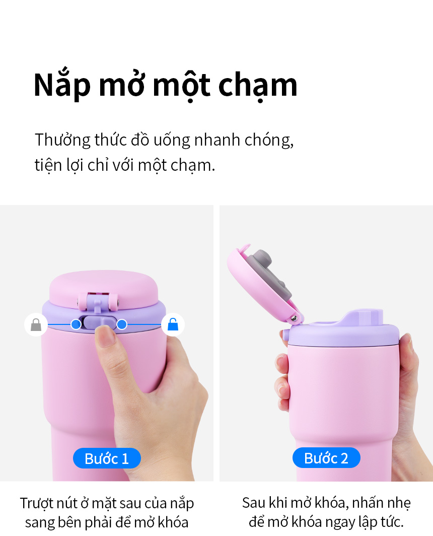 LHC3292PIK - Bình giữ nhiệt LocknLock Daily Macaron Tumbler 480ml - Màu hồng