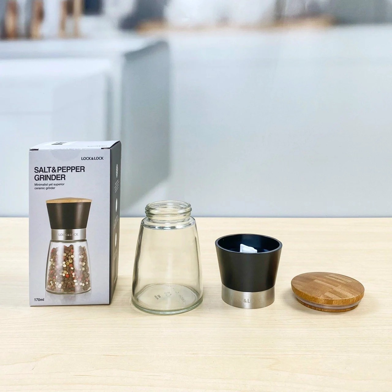 CKO116BLK - Hũ xay tiêu thủy tinh Lock&Lock 170ml - Màu đen