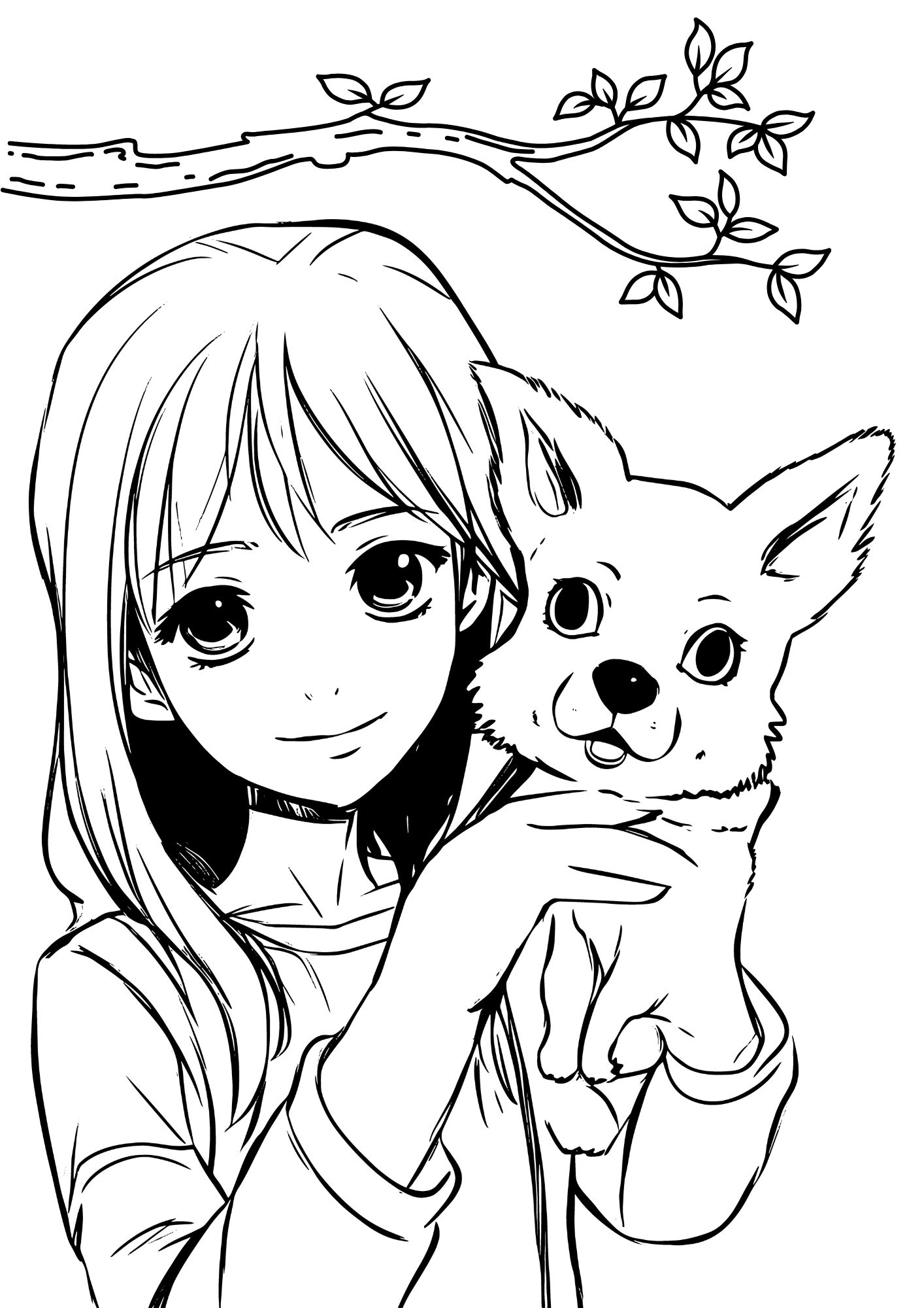 tranh tô màu anime girl cho bé 3-5 tuổi ảnh 1