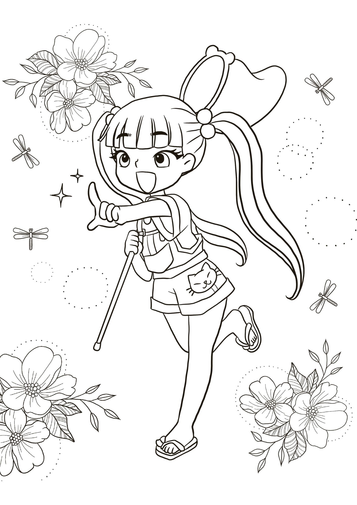 tranh tô màu anime girl cho bé 3-5 tuổi ảnh 13