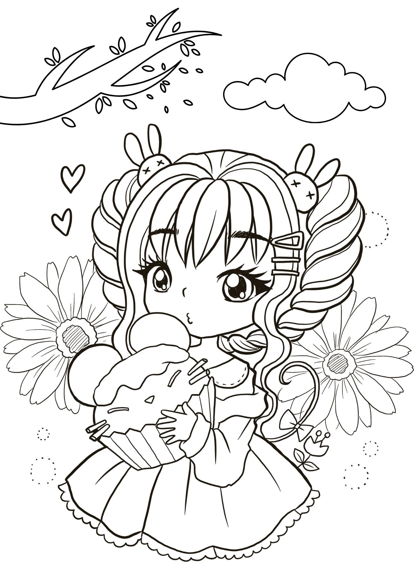 tranh tô màu anime girl cho bé 3-5 tuổi ảnh 15