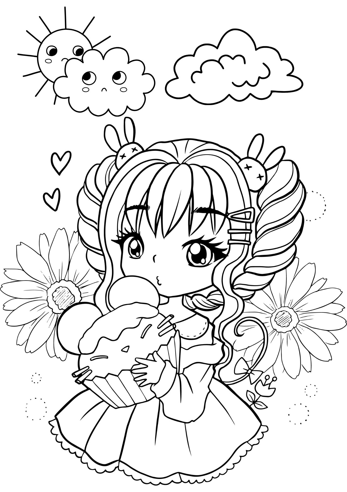 tranh tô màu anime girl cho bé 3-5 tuổi ảnh 16