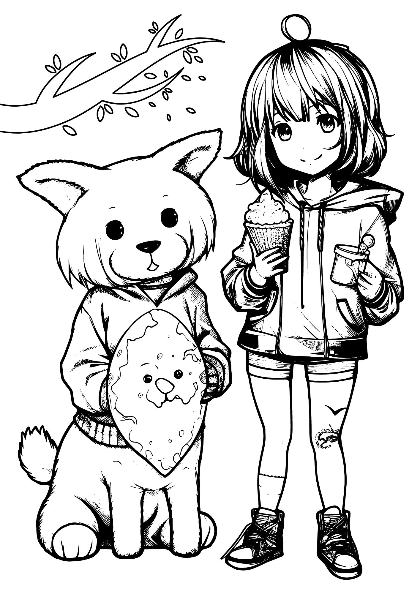 tranh tô màu anime girl cho bé 3-5 tuổi ảnh 2