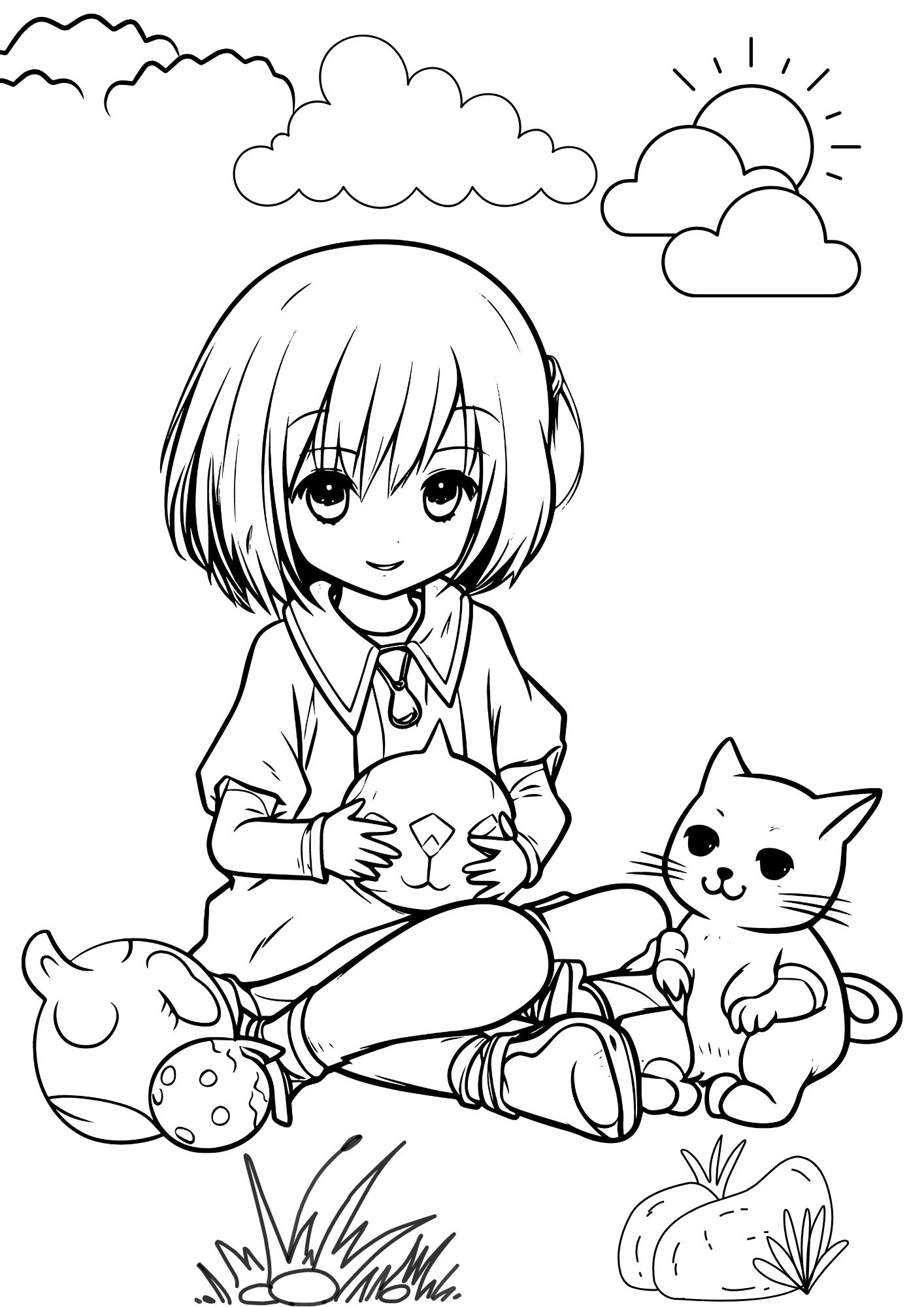 tranh tô màu anime girl cho bé 3-5 tuổi ảnh 3