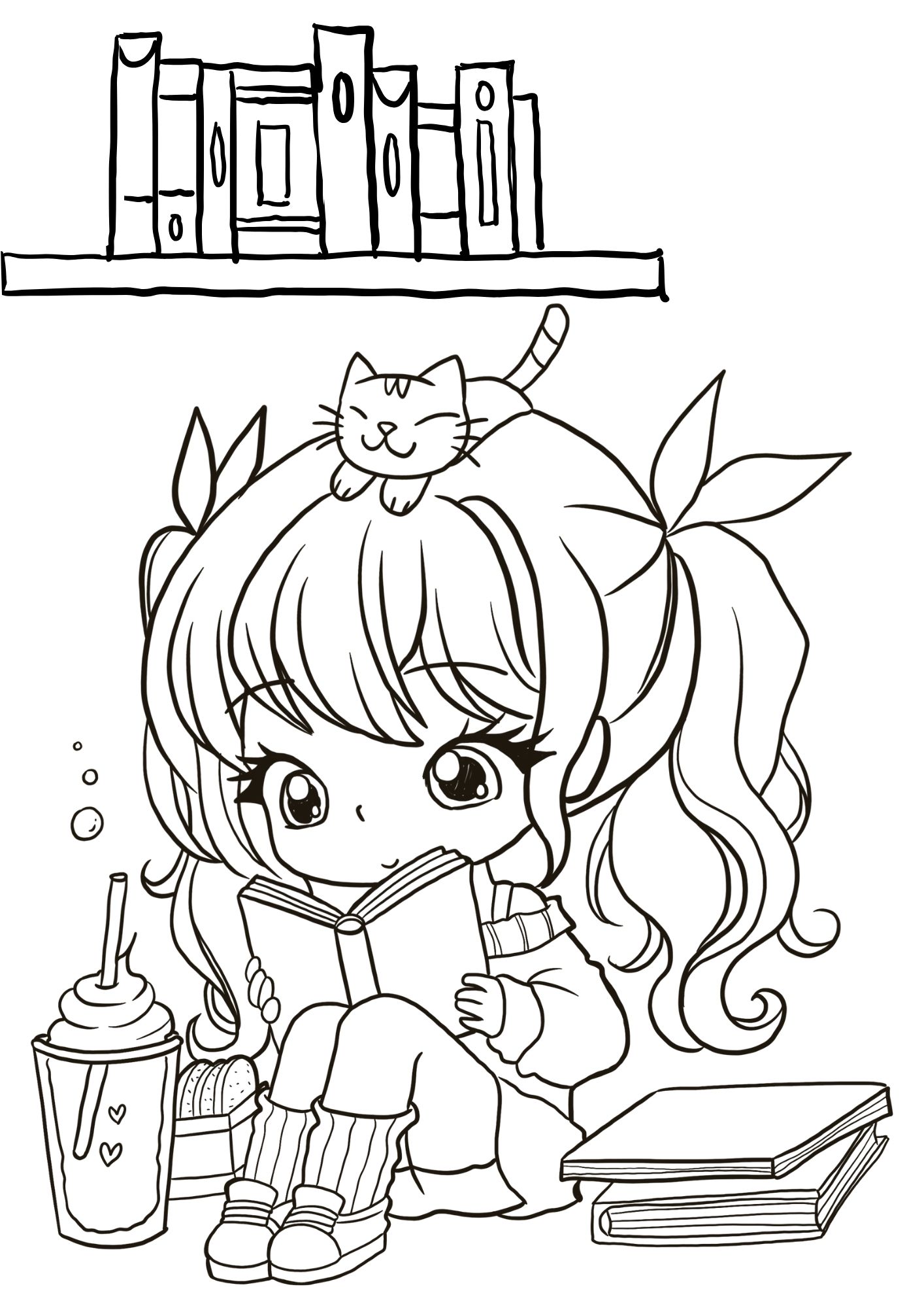 tranh tô màu anime girl cho bé 3-5 tuổi ảnh 5