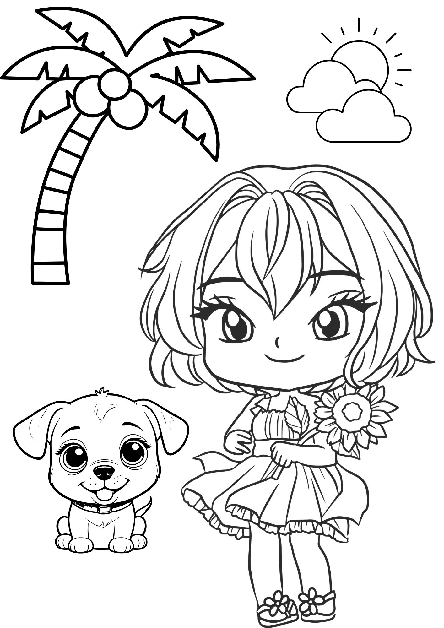 tranh tô màu anime girl cho bé 3-5 tuổi ảnh 6