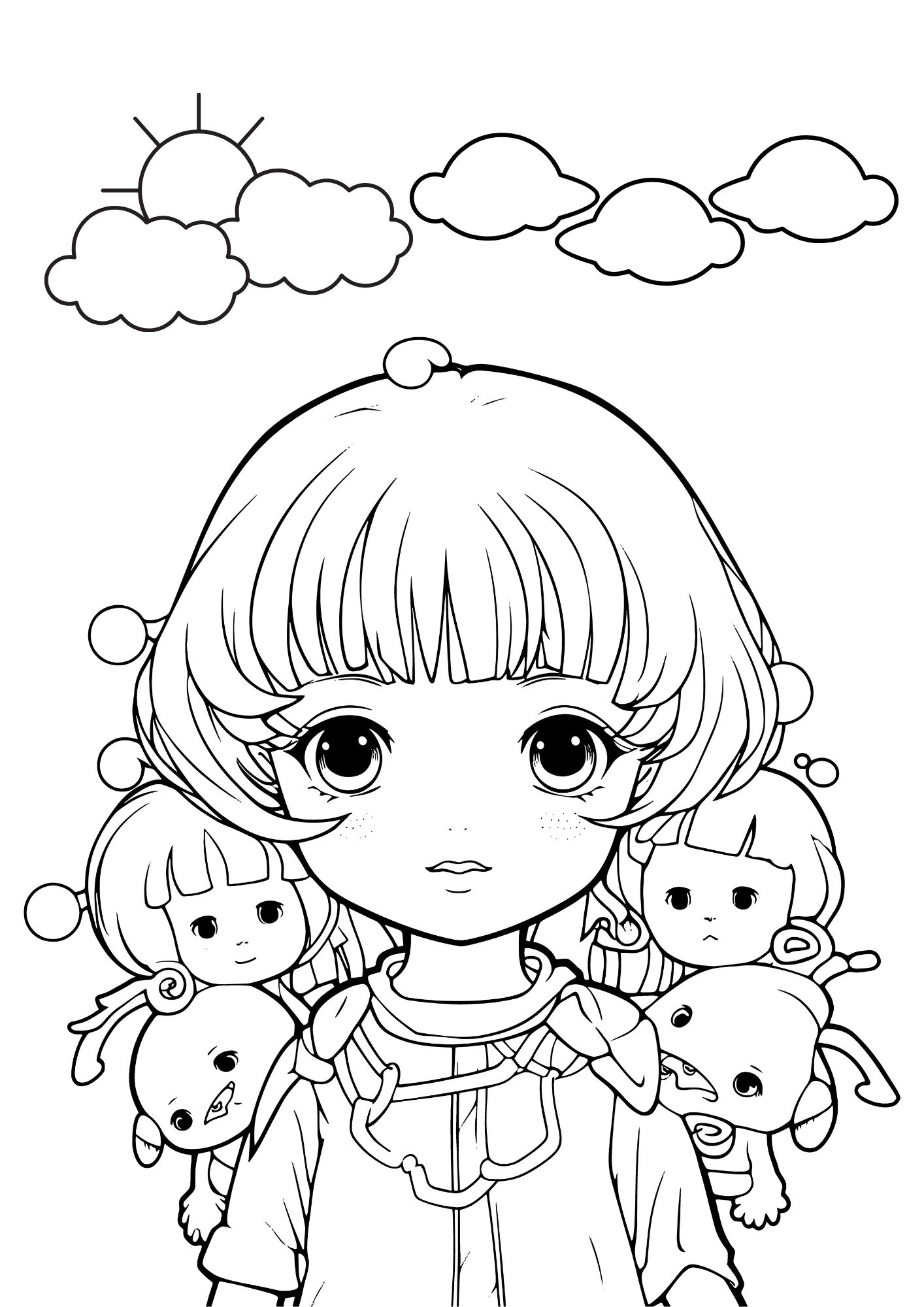 tranh tô màu anime girl cho bé 3-5 tuổi ảnh 8