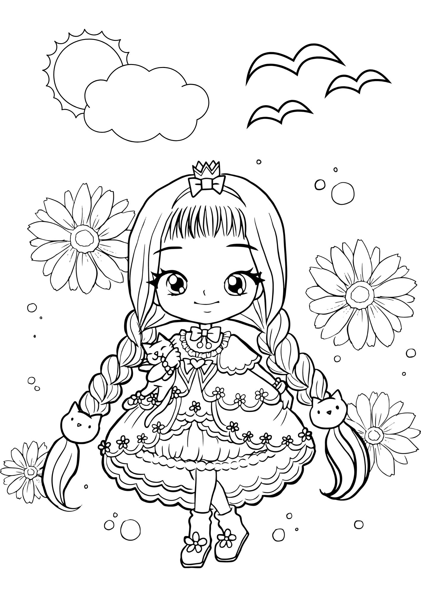 Tranh Tô Màu Anime Girl Cho Bé 6-8 Tuổi ảnh 11